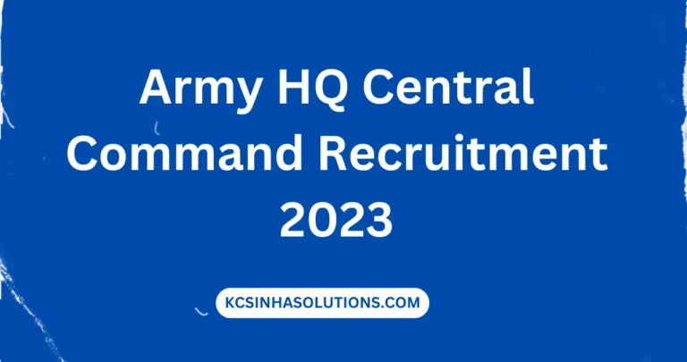 Army HQ Central Command Recruitment 2023