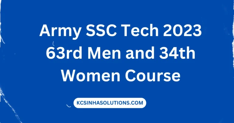 Army SSC Tech 2023 63rd Men and 34th Women Course